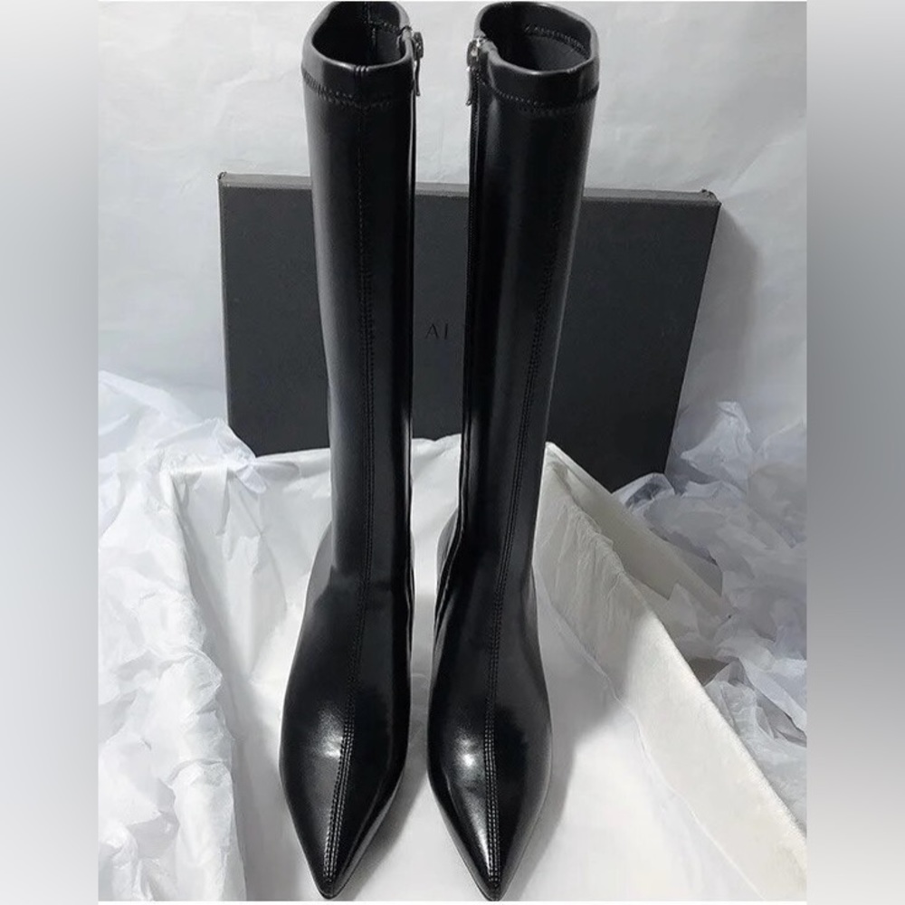 Black leather boots